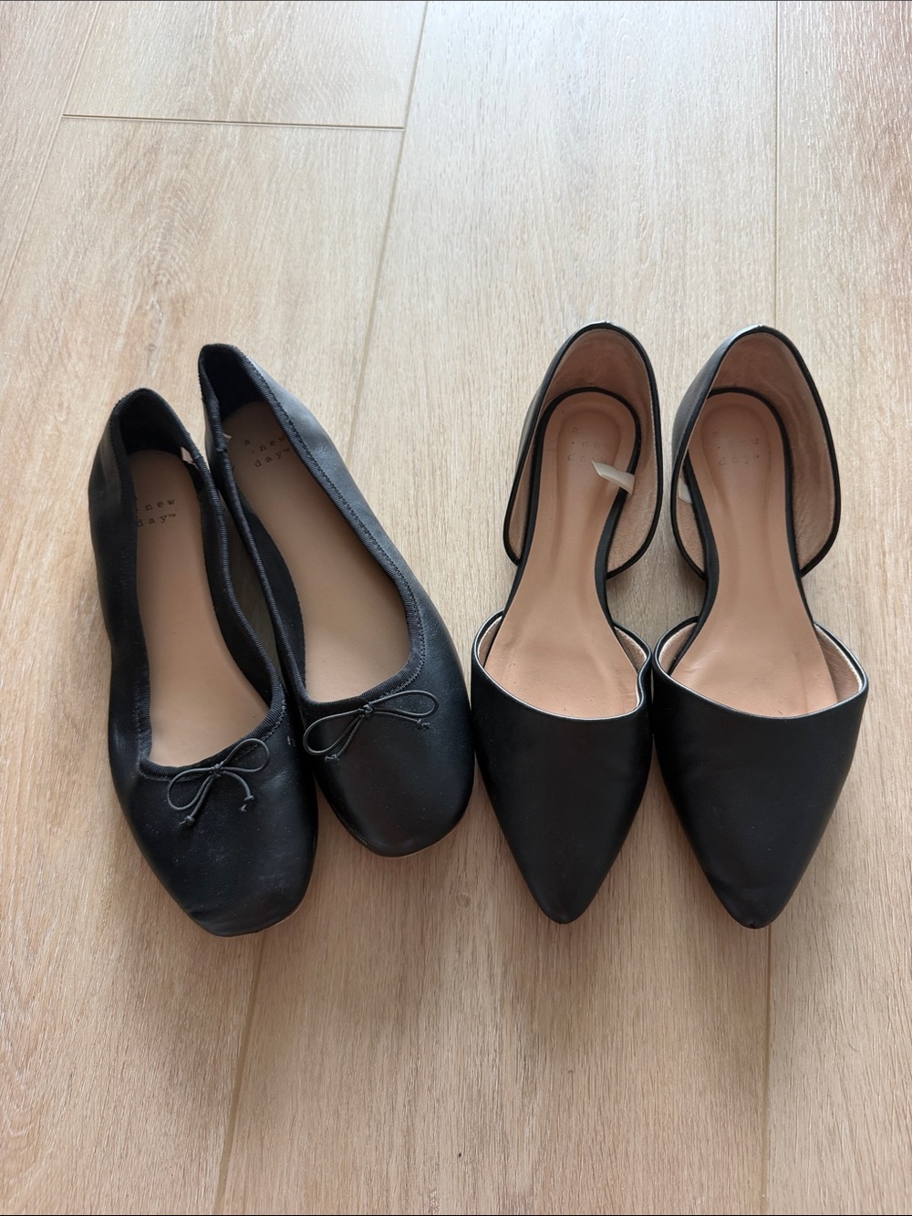 a new day Black Ballet Flats and Pointed D'Orsay Flats Duo